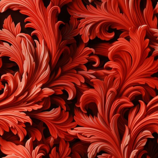 Fiery Red Floral Wallpaper Seamless Pattern