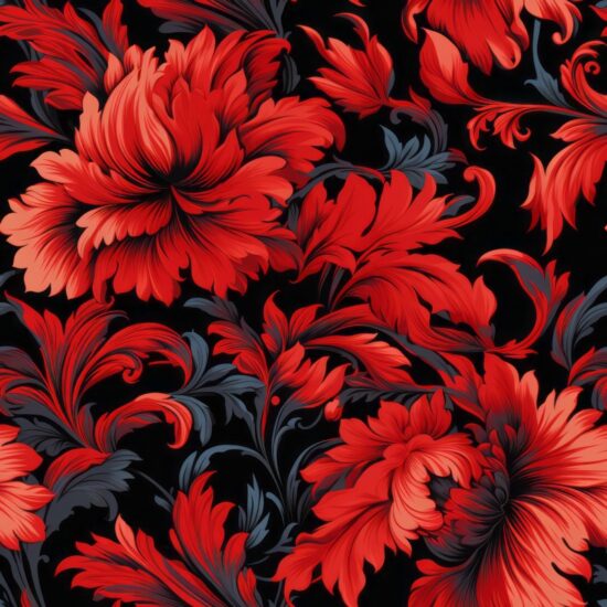 Fiery Victorian Floral Wallpaper Seamless Pattern