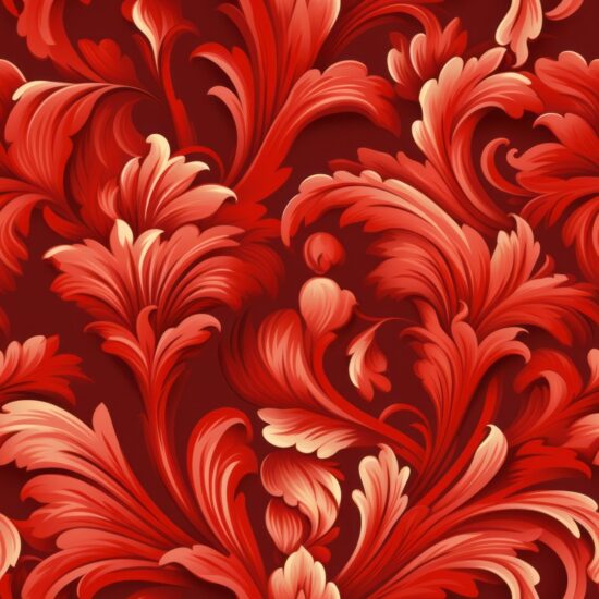 Floral Frenzy in Fiery Red Seamless Pattern