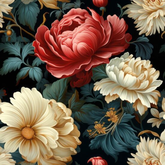 Floral Fusion: Baroque Blooms Seamless Pattern