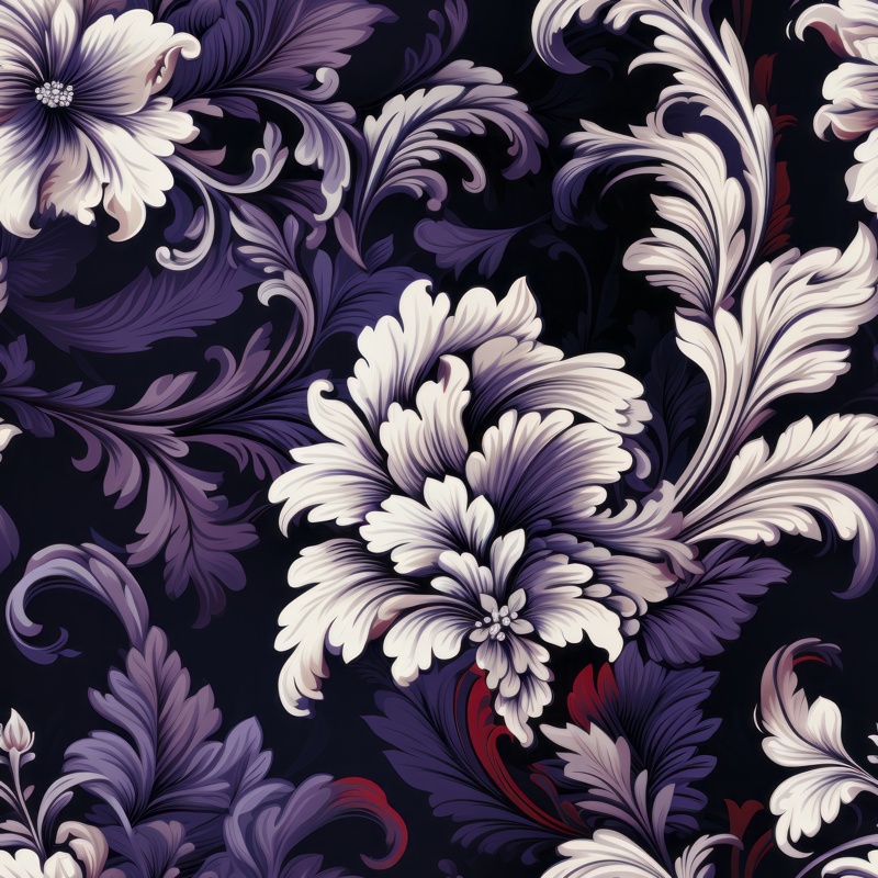 Floral Fusion Damask Seamless Pattern