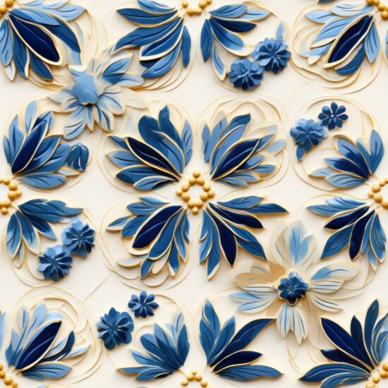 Floral Porcelain Tile Pattern Seamless Pattern