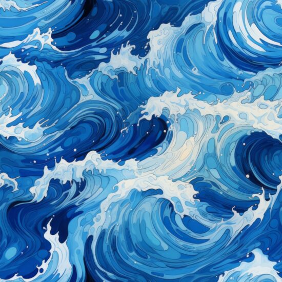 Fluidic Wonder: Expressionist Waterscape Seamless Pattern
