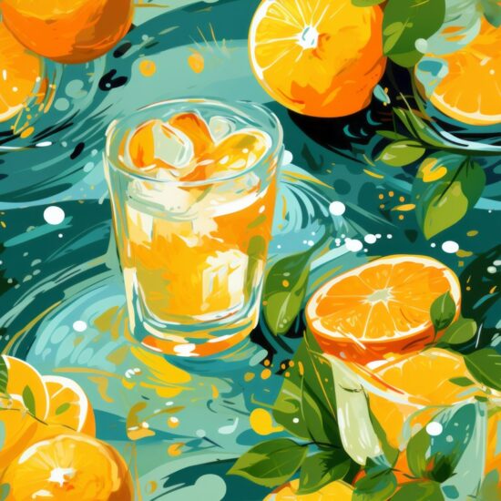 Fresh Orange Juice Splash Seamless Pattern