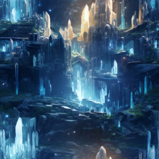 Frozen Crystal Ruins Seamless Pattern