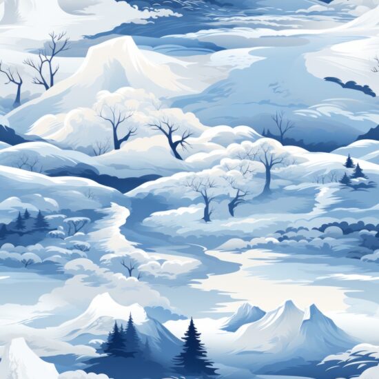 Frozen Ice Scenic Wonderland Seamless Pattern
