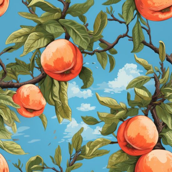 Fruity Nectarine Delight Seamless Pattern