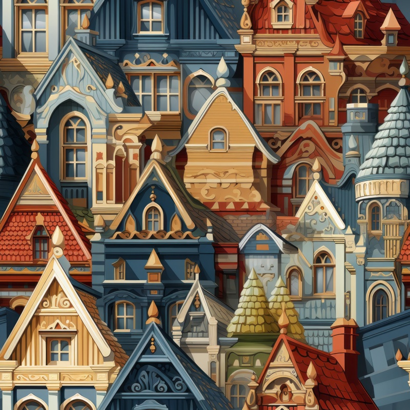 Gable Tales: Old Town Elegance Seamless Pattern