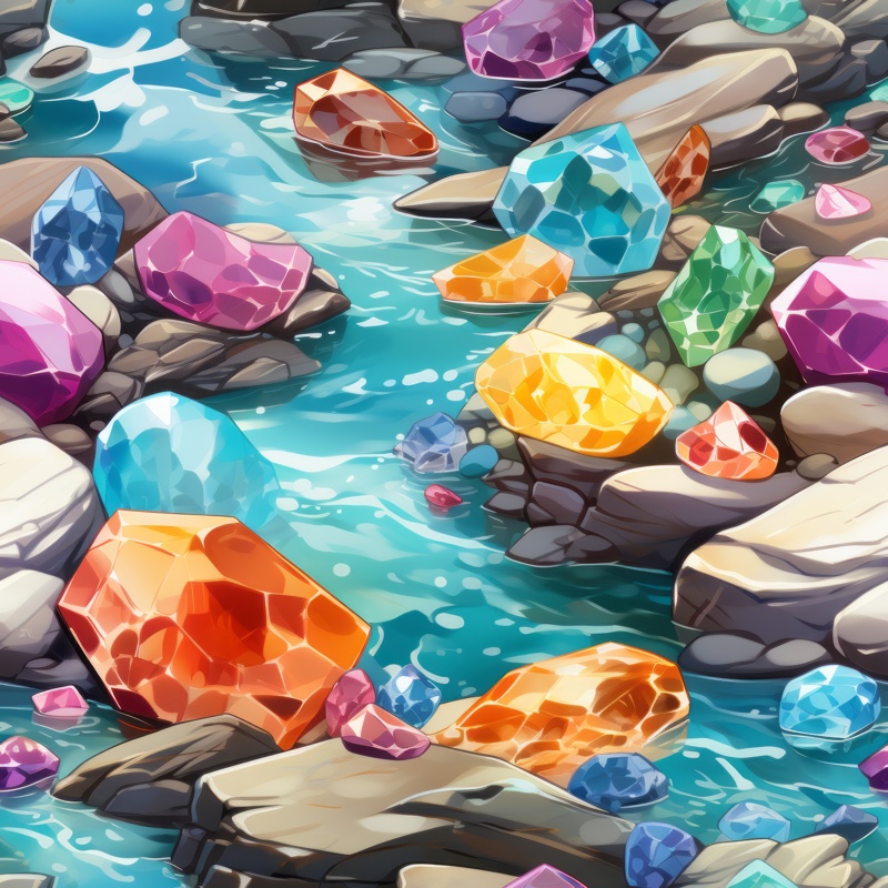 Gemstone Turquoise River Seamless Pattern