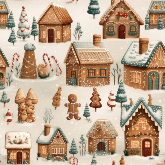 Gingerbread Wonderland Seamless Pattern