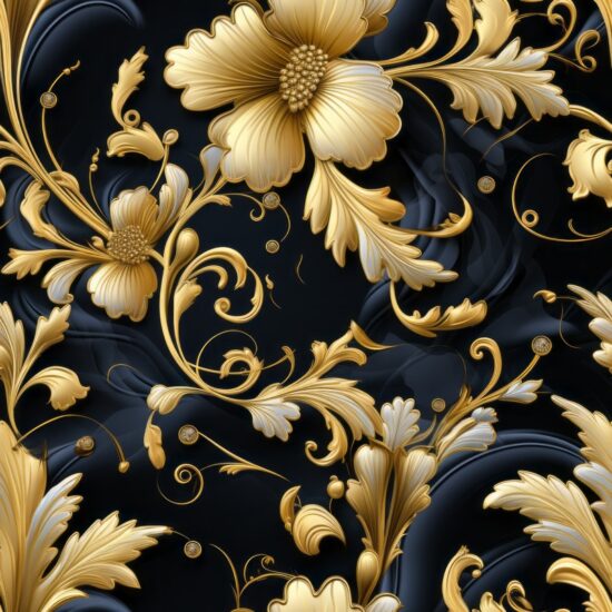 Golden Blossom Seamless Pattern