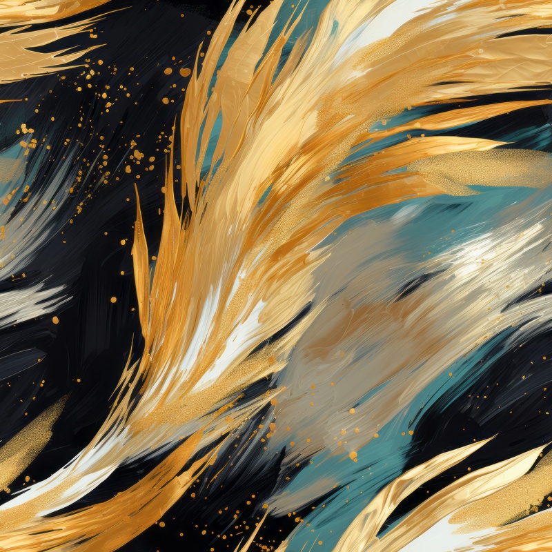 Golden Brushstrokes - Artistic Abstracts Seamless Pattern