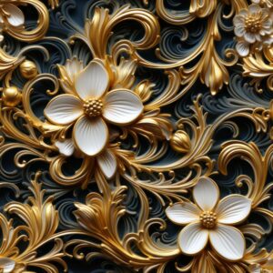 Golden Filigree Accessory - Shimmering Floral Delicate Seamless Pattern