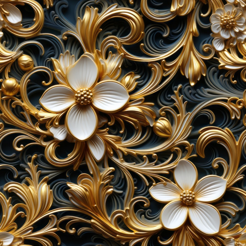 Golden Filigree Accessory Shimmering Floral Delicate PTN 003382 pattern design