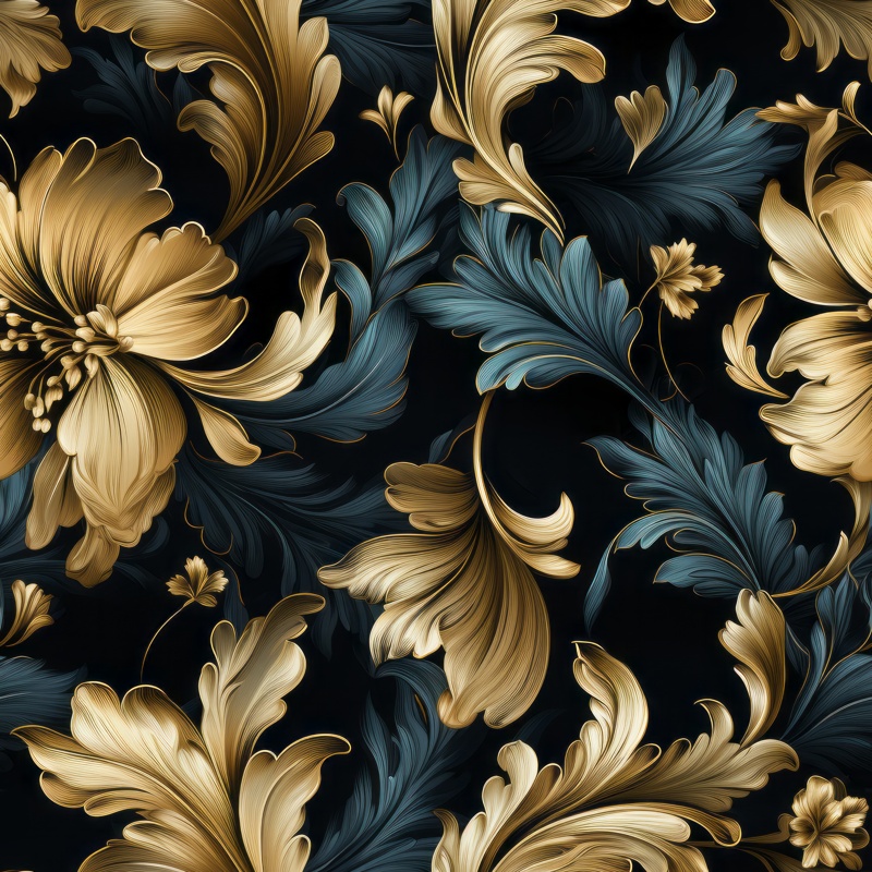 Golden Renaissance: Floral Elegance Seamless Pattern
