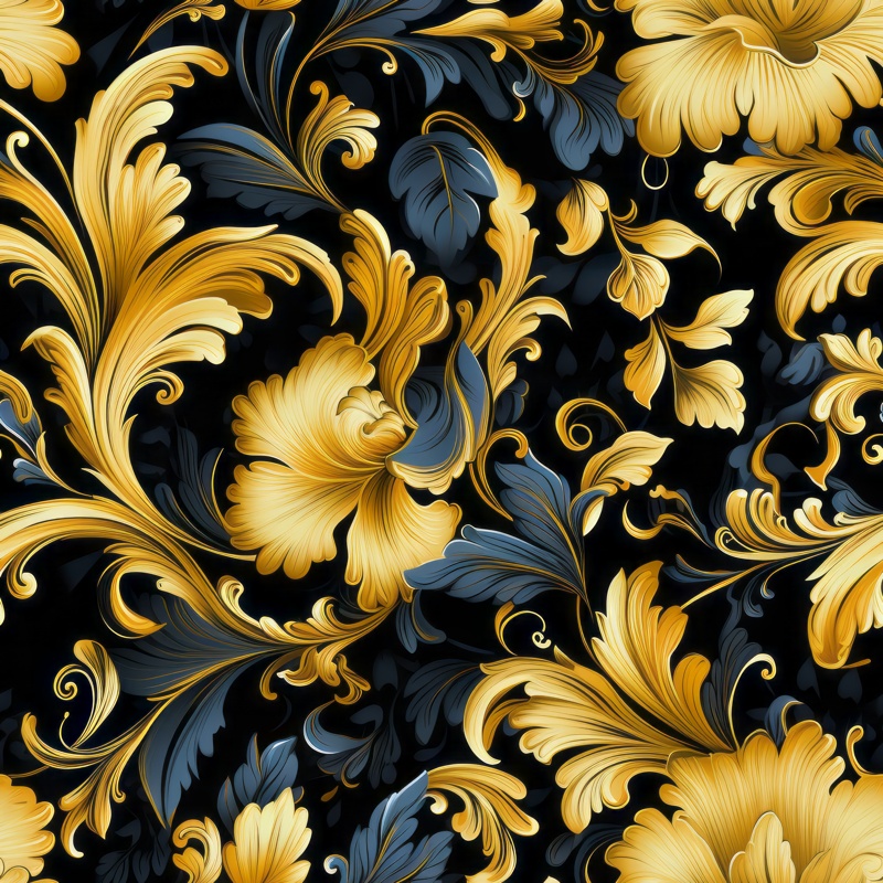 Golden Victorian Floral Elegance Seamless Pattern