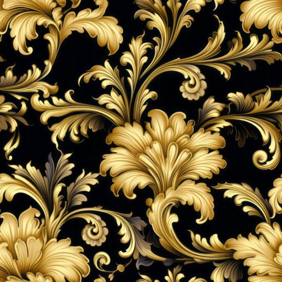 Golden Victorian Florals Seamless Pattern