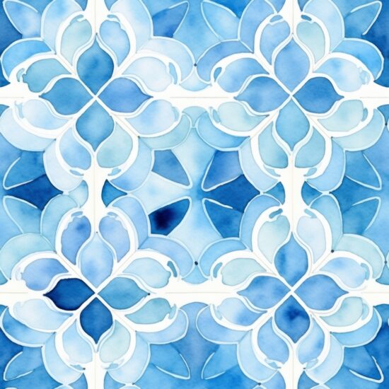 Graceful Blue Floral Oriental Carpets Seamless Pattern