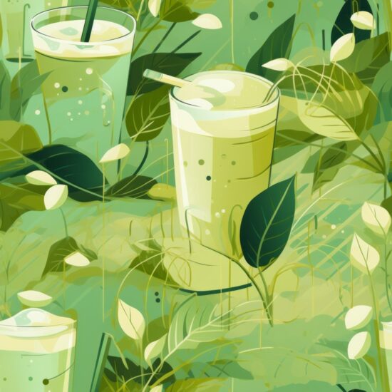 Green Cubism Matcha Latte Seamless Pattern