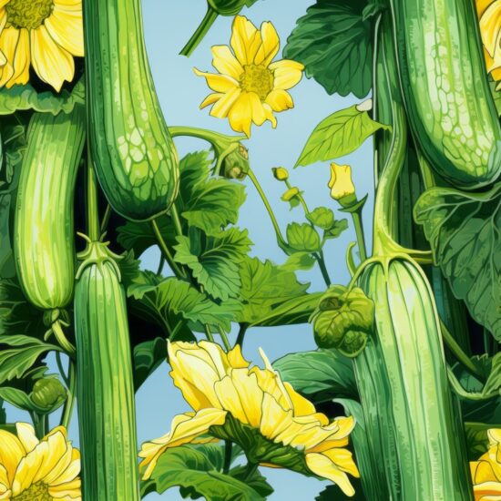 Green Zucchinis Fauvism Produce Pattern Seamless Pattern