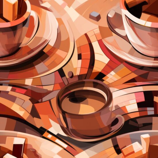 Hot Chocolate Cubism Art Seamless Pattern