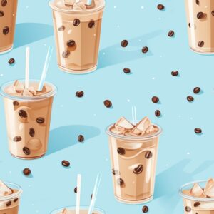 Iced Coffee Drinkware Essentials Seamless Pattern