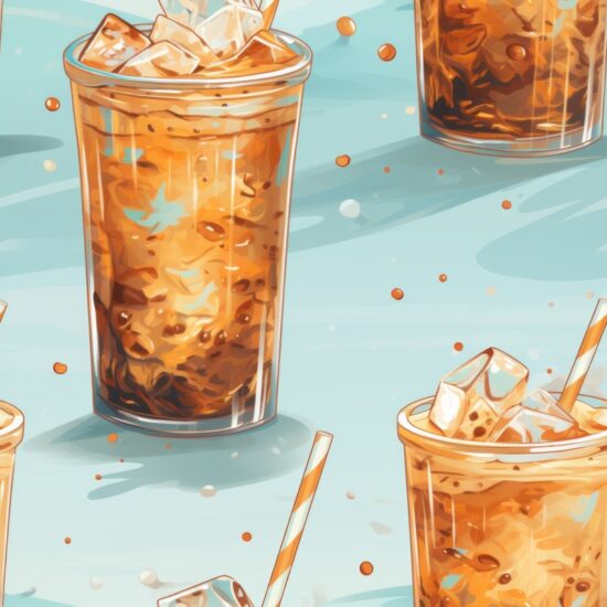 Iced Coffee Glass Pastels Seamless Pattern