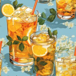 Iced Tea Collage Art Seamless Pattern