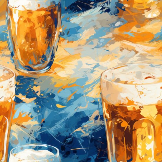 Impressionist Beer Glass Design Seamless Pattern