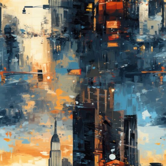Impressionistic New York Cityscapes Art Seamless Pattern