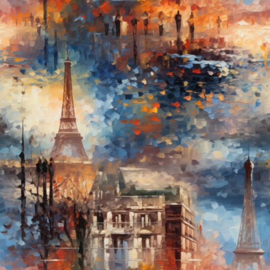 Impressionistic Parisienne Painting Seamless Pattern