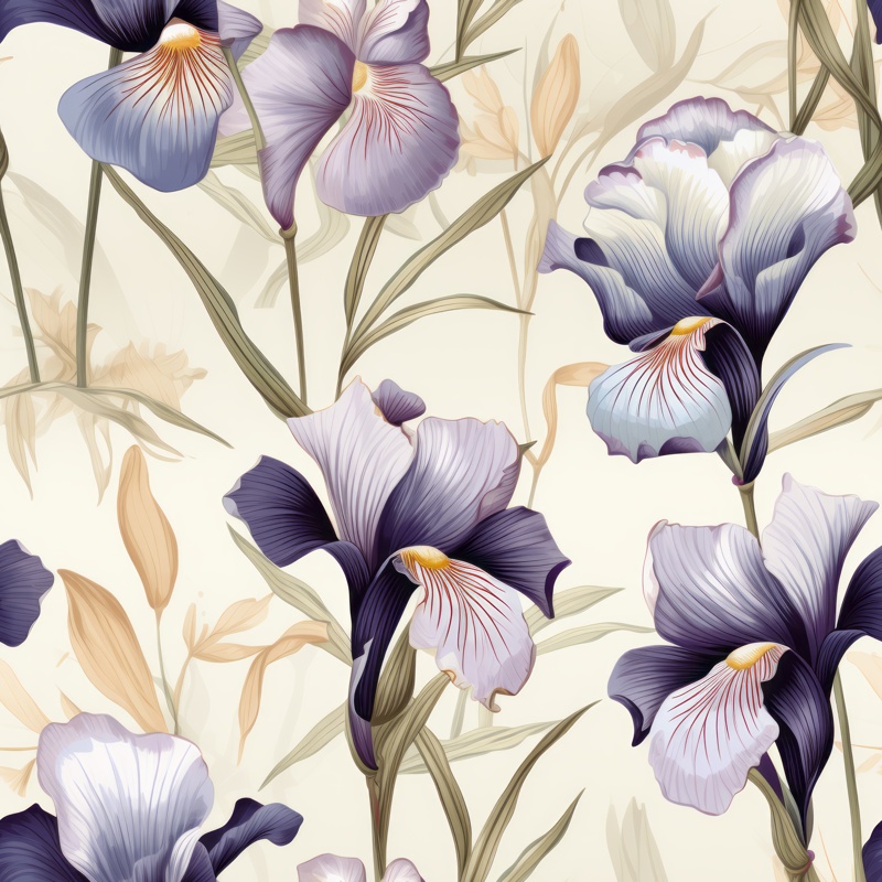Iris Blossom Delight Seamless Pattern