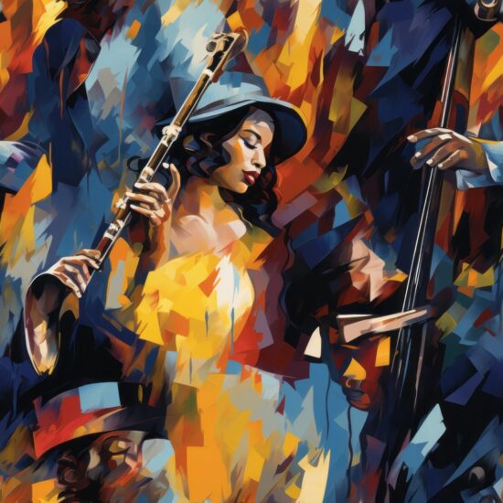 Jazz Masterpiece: Vibrant Music Paintings Seamless Pattern