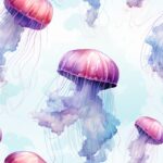 Jellyfish Ocean Art Seamless Pattern