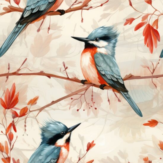 Kingfisher Haven Seamless Pattern