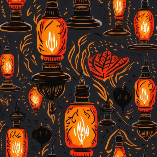 Lamp Light Linocut Pattern Seamless Pattern