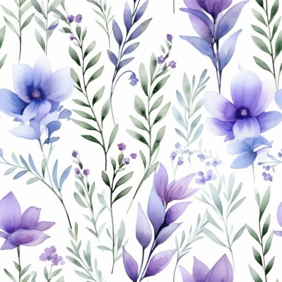 Lavender Blooms Watercolor Design Seamless Pattern