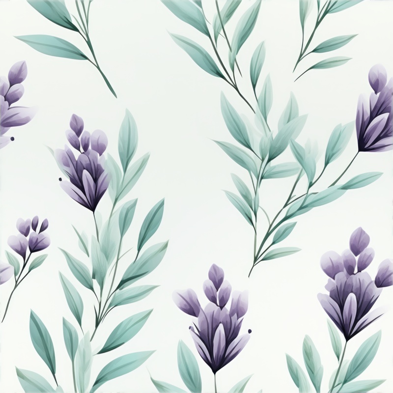 Lavender Delightful Engravings Seamless Pattern