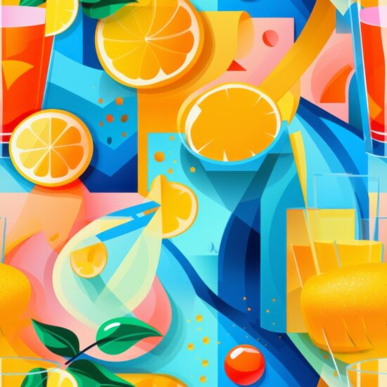 Lemonade Cubism: Citrus and Modern Art Seamless Pattern