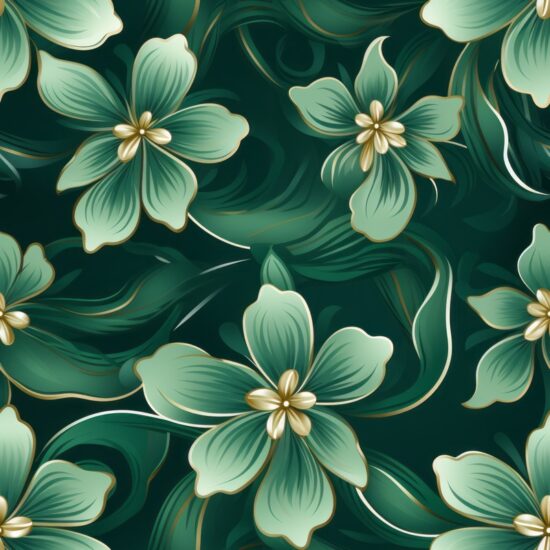 Lucky Clover Floral Wallpaper Seamless Pattern
