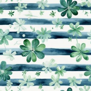 Lucky Clover Watercolor Stripes Seamless Pattern