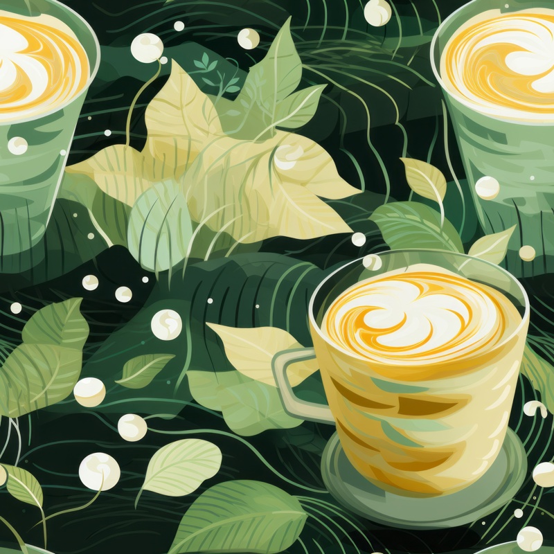 Matcha Latte Cubism Seamless Pattern