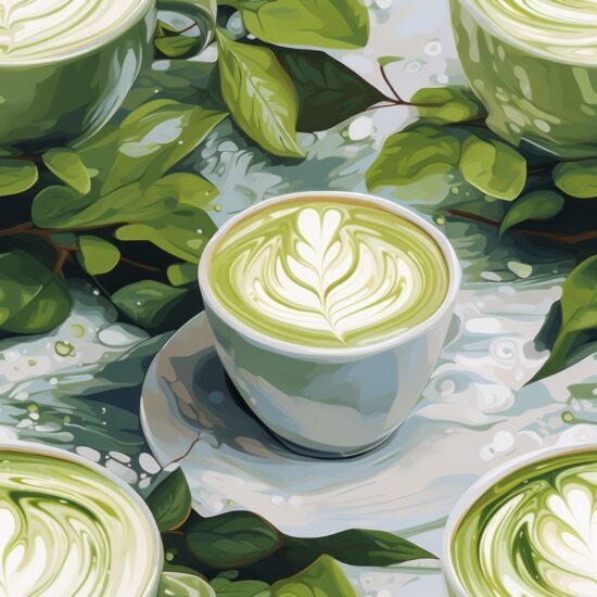 Matcha Latte Mug Pattern Seamless Pattern