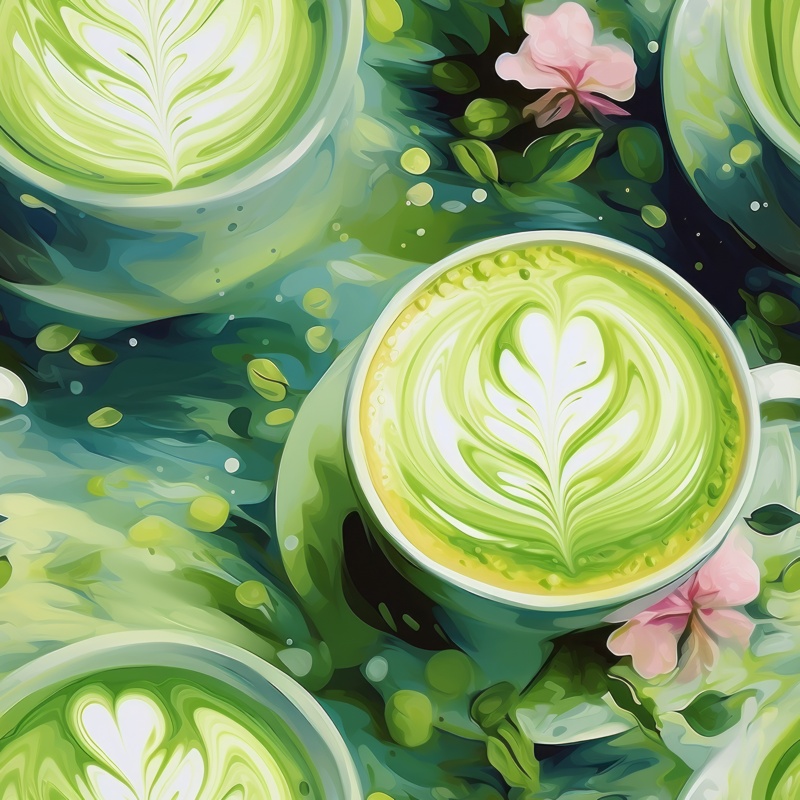 Matcha Moments in Fauvism Seamless Pattern