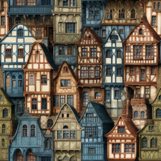 Medieval Facade Marvelries Seamless Pattern