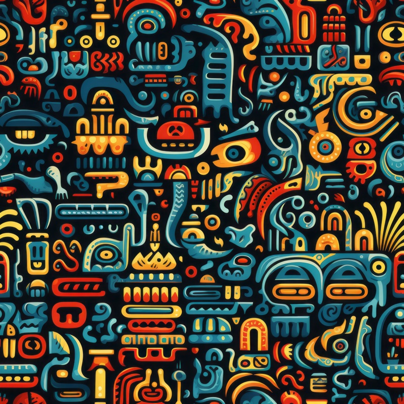 Meso Fusion: Modern Mesoamerican Art Seamless Pattern