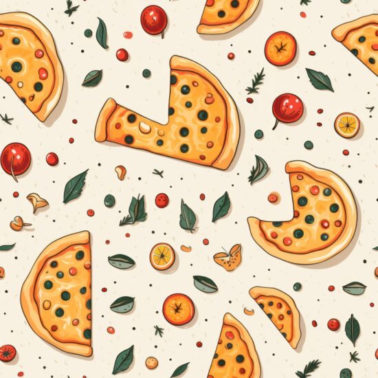 Minimalist Zen Pizza Artwork Seamless Pattern