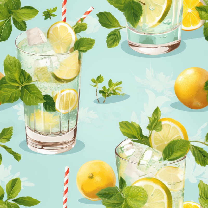 Mojito Party in Pastel Seamless Pattern