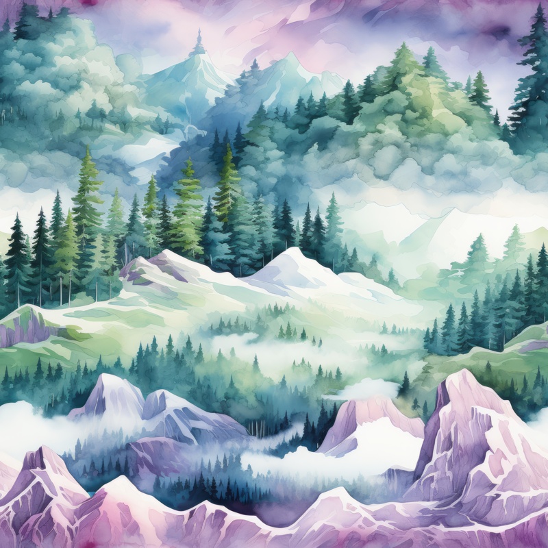 Mountain Art Collection Seamless Pattern