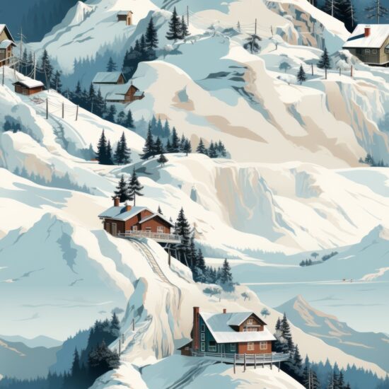 Mountain Chalet Bliss Seamless Pattern